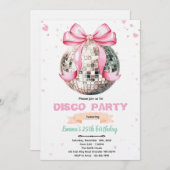 Coquette Bow Disco Party Invitation Einladung (Vorne/Hinten)