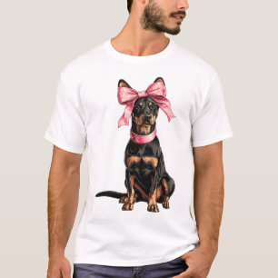 Coquette-Bow Dobermann-Hundemama Mädchen Rosa T-Shirt
