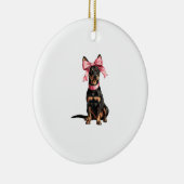 Coquette-Bow-Dobermann-Hundemutter-Mädchen Rosa Keramik Ornament (Rechts)