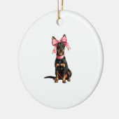 Coquette-Bow-Dobermann-Hundemutter-Mädchen Rosa Keramik Ornament (Links)