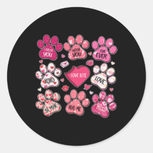 Coquette Bow Dog Paw Print Heart Valentine Dog Mam Runder Aufkleber
