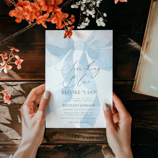 Coquette Bow Etwas Blue Brautparty Einladung