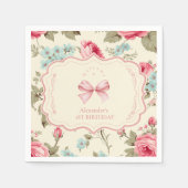 Coquette Bow Extravagant ONE Girl 1. Geburtstag Serviette (Vorderseite)