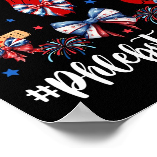 Coquette Bow Fireworks Phlebotomy Happy 4. Juli Poster (Ecke)