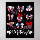 Coquette Bow Fireworks Phlebotomy Happy 4. Juli Poster (Vorne)