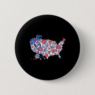 Coquette Bow Floral America Karte 4. Juli Indepe Button