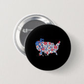Coquette Bow Floral America Karte 4. Juli Indepe Button (Vorne & Hinten)