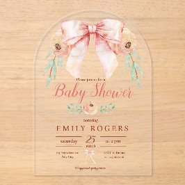 Coquette Bow Floral Baby Dusche Acryleinladungen