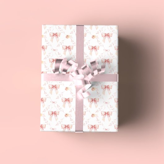 Coquette bow Floral Baby Dusche Geschenkpapier