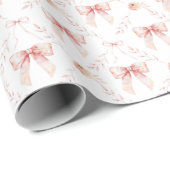 Coquette bow Floral Baby Dusche Geschenkpapier (Rolleneckpunkt)