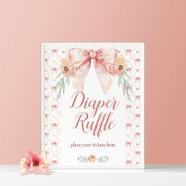 Coquette Bow Floral Diaper Raffel Poster
