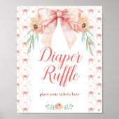 Coquette Bow Floral Diaper Raffel Poster (Vorne)