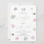 Coquette Bow & Floral Graduation Invitation Einladung (Vorderseite)