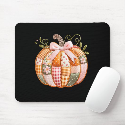 Coquette Bow Floral Patchwork Pumpkin Erntedank Mousepad (Mit Mouse)