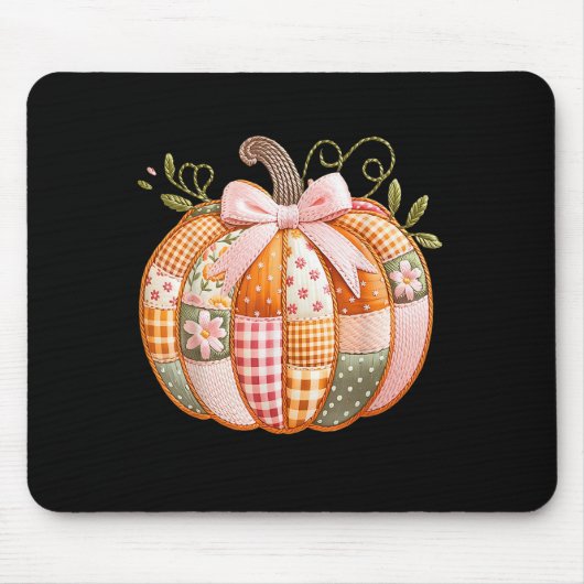 Coquette Bow Floral Patchwork Pumpkin Erntedank Mousepad (Vorne)
