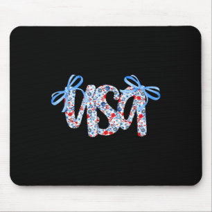 Coquette Bow Floral USA Flag 4. Juli Girly Pat Mousepad
