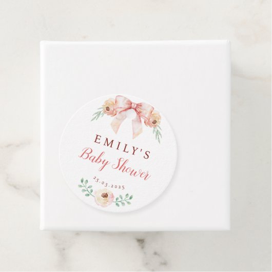 Coquette bow Florals Baby Dusche Geschenkanhänger (Beispiel)
