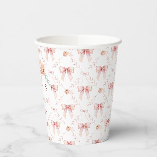 Coquette bow Florals Baby Dusche Pappbecher (Links)