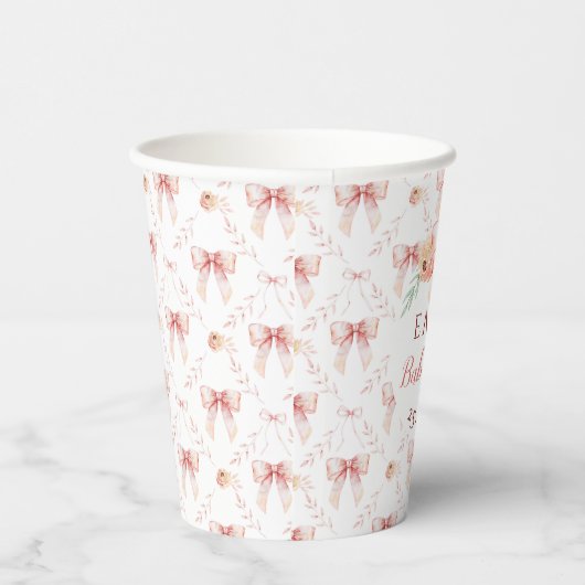 Coquette bow Florals Baby Dusche Pappbecher (Rechts)