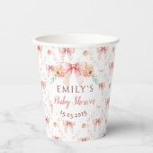 Coquette bow Florals Baby Dusche Pappbecher (Vorderseite)