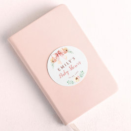 Coquette bow Florals Baby Dusche Runder Aufkleber