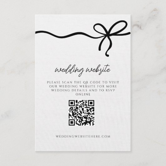 Coquette Bow Formal Wedding Details QR Code Begleitkarte (Vorderseite)