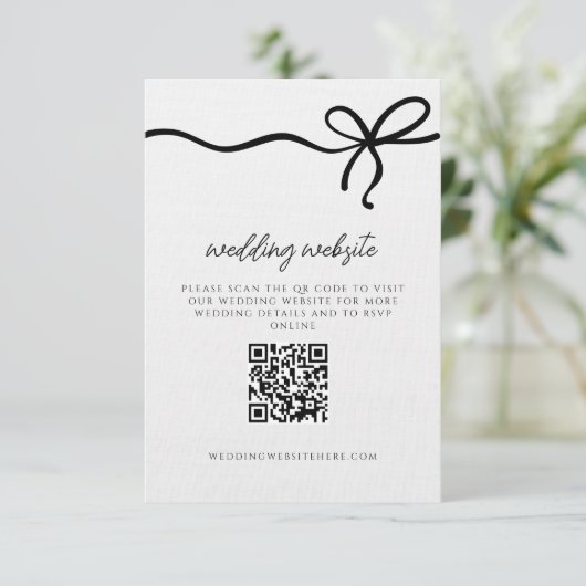 Coquette Bow Formal Wedding Details QR Code Begleitkarte (Stehend Vorderseite)