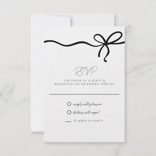 Coquette Bow Formal Wedding RSVP Karte (Vorderseite)