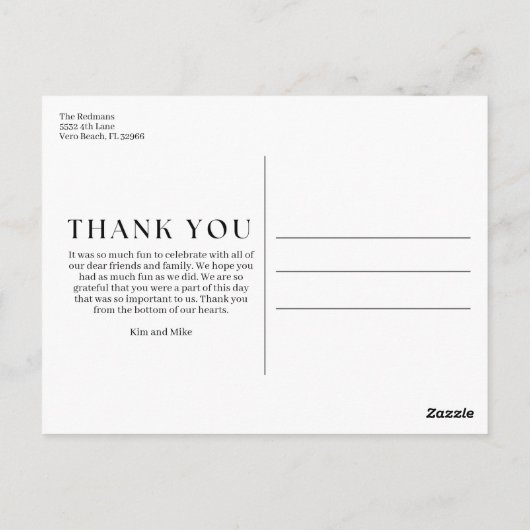 Coquette Bow Foto Wedding Danke Postkarte (Rückseite)