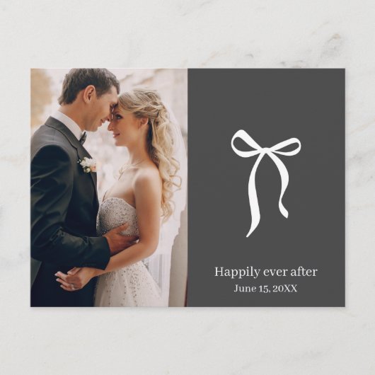 Coquette Bow Foto Wedding Danke Postkarte (Vorderseite)