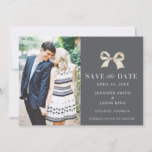 Coquette Bow Foto Wedding Save the Date (Vorderseite)