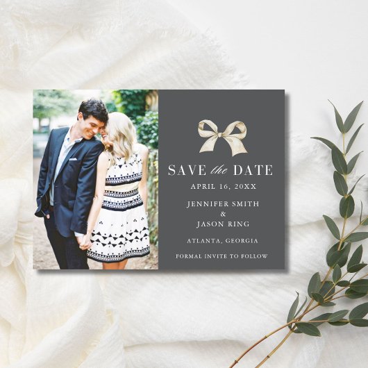 Coquette Bow Foto Wedding Save the Date