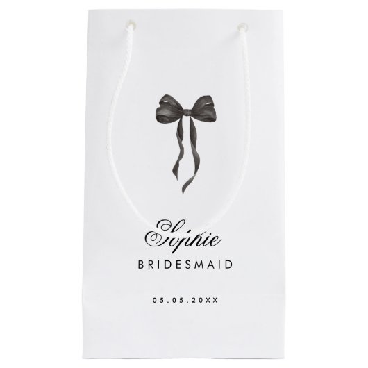 Coquette Bow Französisch Stilvolle Bridesmaid Name Kleine Geschenktüte (Vorderseite)