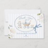 Coquette Bow French vintage carriage Baby Shower Dankeskarte (Vorderseite)