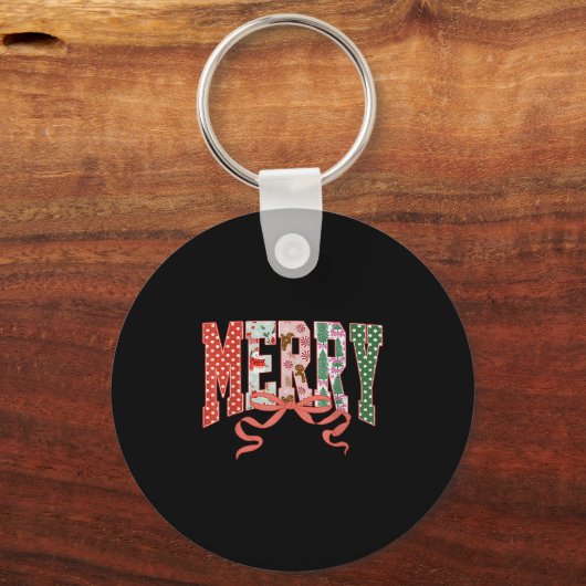 Coquette Bow frohe Weihnachten Weihnachten Familie Schlüsselanhänger (Vorderseite)