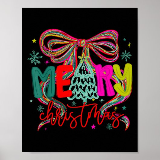 Coquette Bow Frohe Weihnachten Weihnachten Weihnac Poster (Vorne)