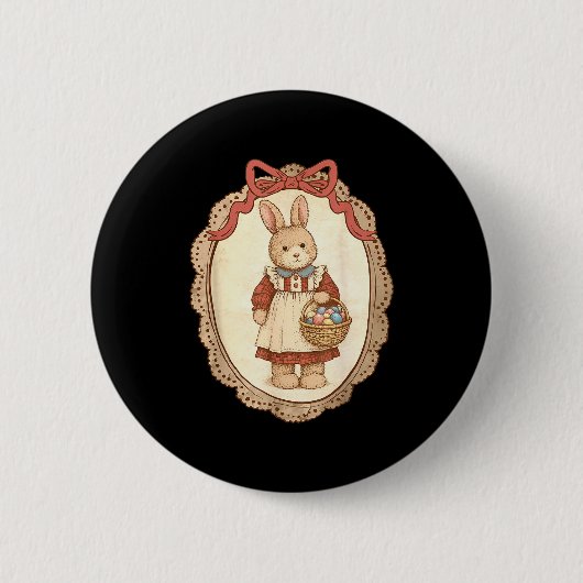 Coquette Bow Funny Bunny Eggs Rabbit Happy Easter  Button (Vorderseite)