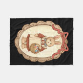 Coquette Bow Funny Bunny Eggs Rabbit Happy Easter  Fleecedecke (Vorderseite (Horizontal))