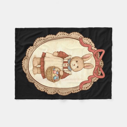 Coquette Bow Funny Bunny Eggs Rabbit Happy Easter  Fleecedecke (Vorderseite (Horizontal))