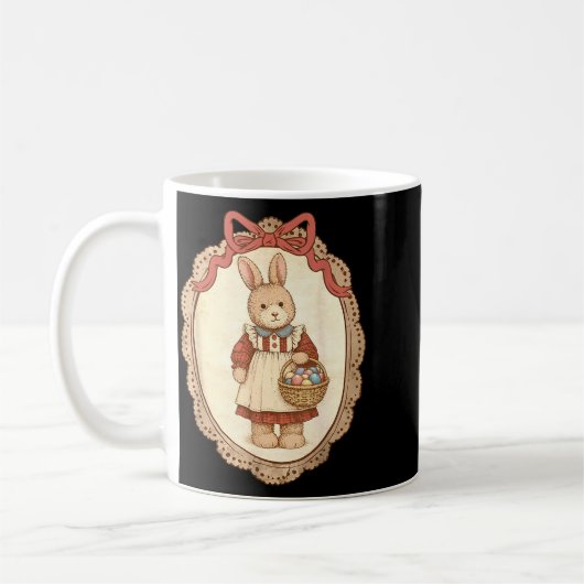 Coquette Bow Funny Bunny Eggs Rabbit Happy Easter  Kaffeetasse (Links)