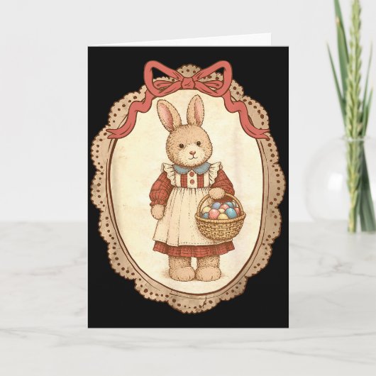 Coquette Bow Funny Bunny Eggs Rabbit Happy Easter Karte (Vorderseite)