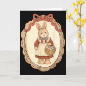 Coquette Bow Funny Bunny Eggs Rabbit Happy Easter Karte (Gelbe Blume)