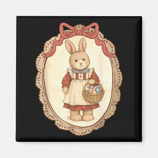 Coquette Bow Funny Bunny Eggs Rabbit Happy Easter  Magnet