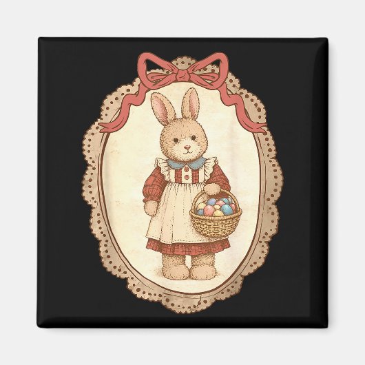 Coquette Bow Funny Bunny Eggs Rabbit Happy Easter Magnet (Vorne)