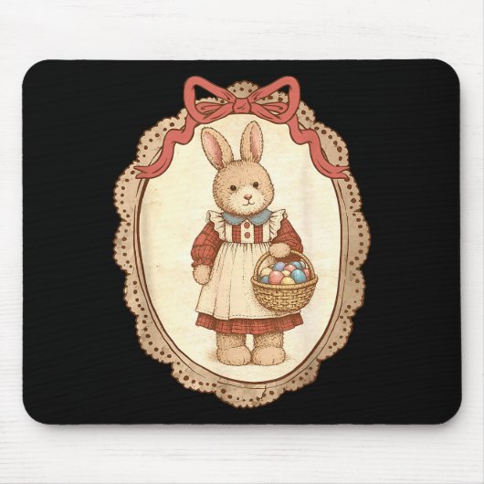 Coquette Bow Funny Bunny Eggs Rabbit Happy Easter Mousepad (Vorne)