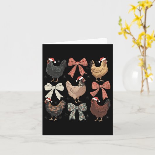 Coquette Bow Funny Chicken Weihnachtsbauernhof Tie Karte (Gelbe Blume)
