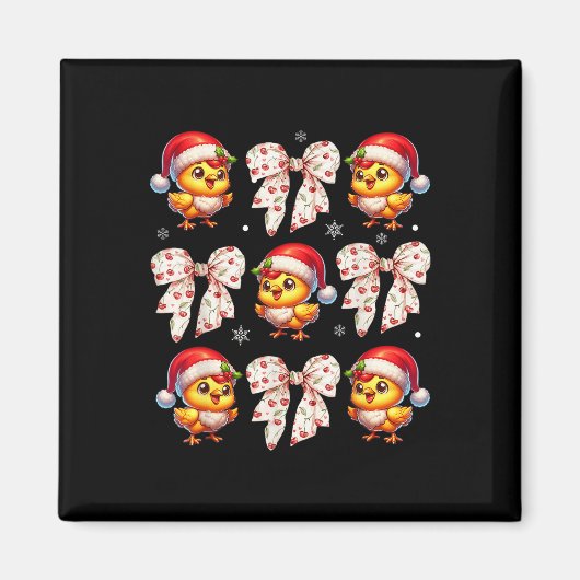 Coquette Bow Funny Chicken Weihnachtsbauernhof Tie Magnet (Vorne)