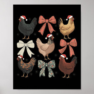 Coquette Bow Funny Chicken Weihnachtsbauernhof Tie Poster