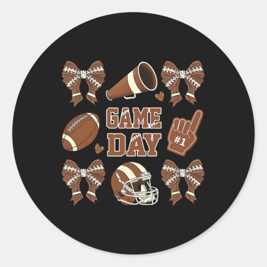 Coquette Bow Funny Football Lover Game Day Footbal Runder Aufkleber (Vorderseite)