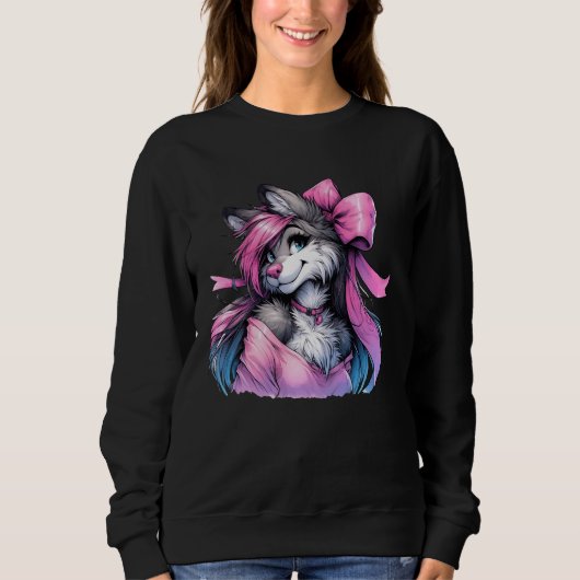 Coquette Bow Furry Fandom Fursona Fursuit Niedlich Sweatshirt (Vorderseite)